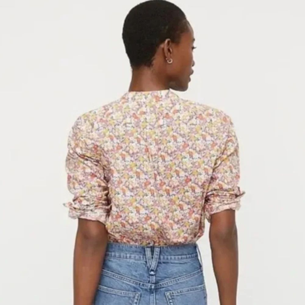 J.Crew Band-collar Ruffle-front shirt in Liberty® Libby Floral Small